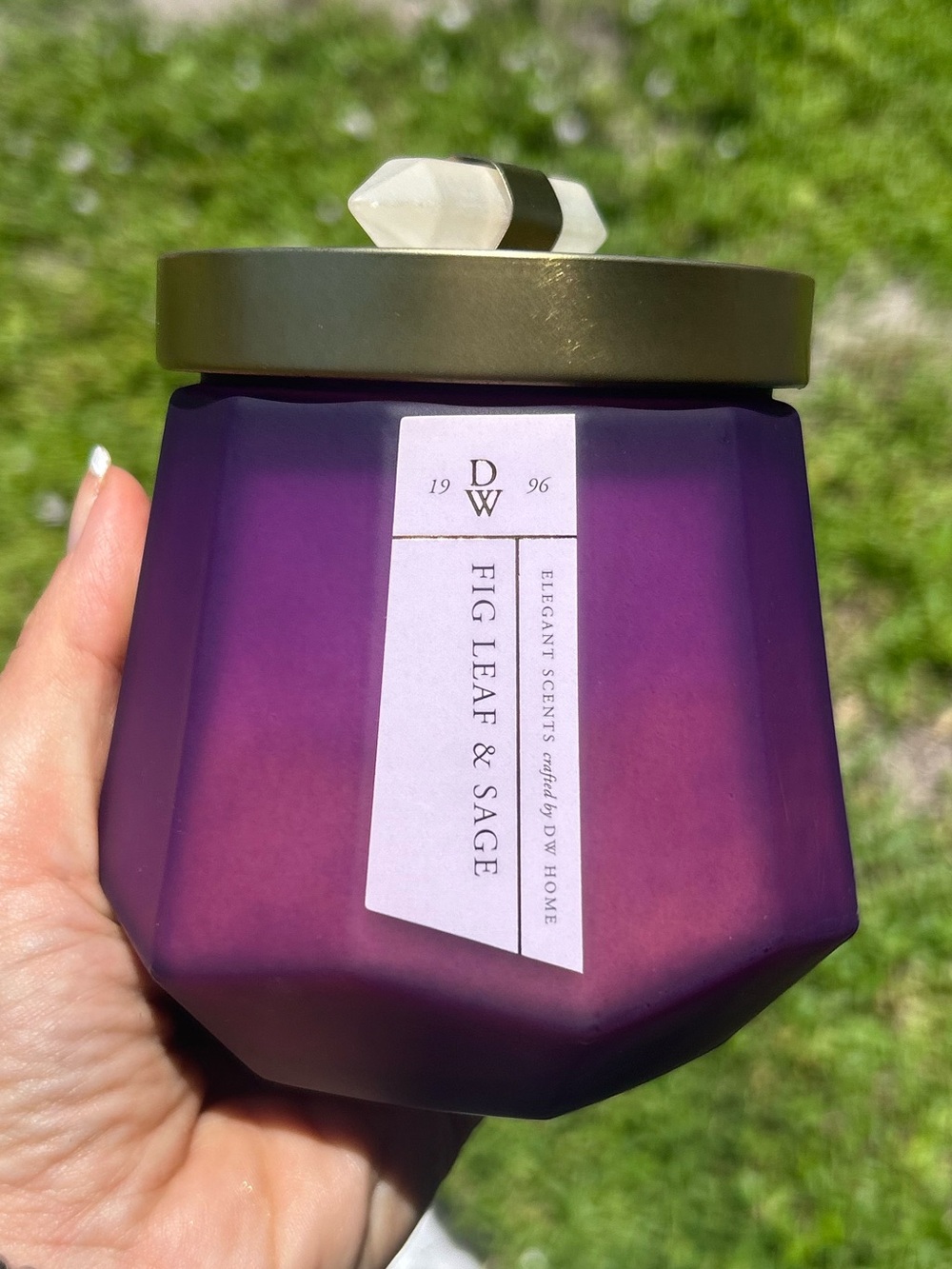DW Home Fig Leaf & Sage Candle - Purple with Gold Lid